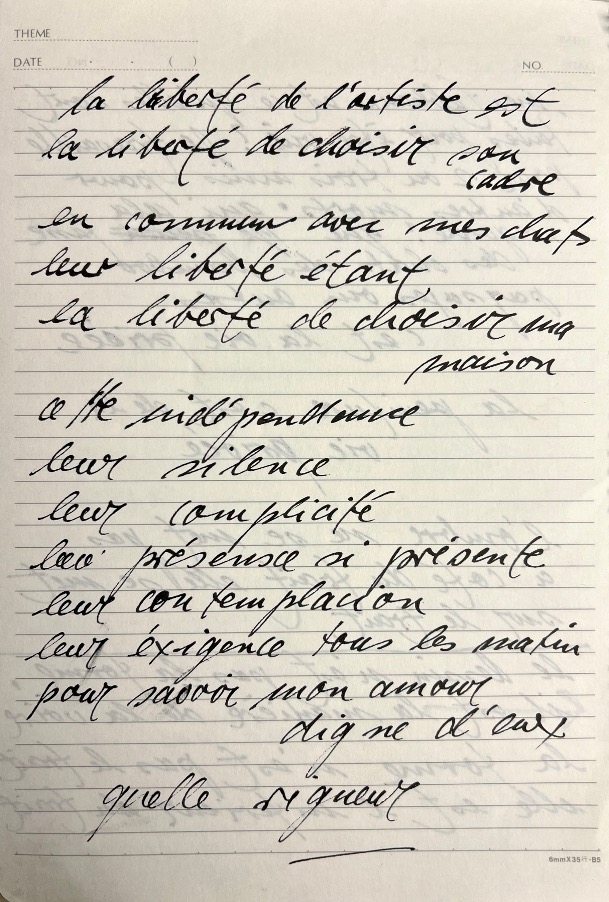 Note manuscrite de Sonja Knapp