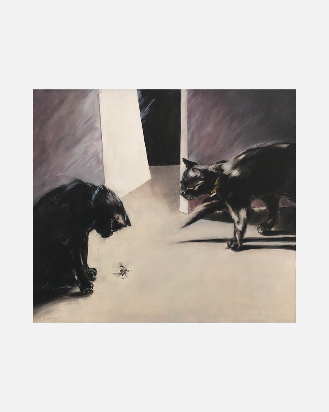 Deux chats et la mouche — Peinture de Sonja Knapp